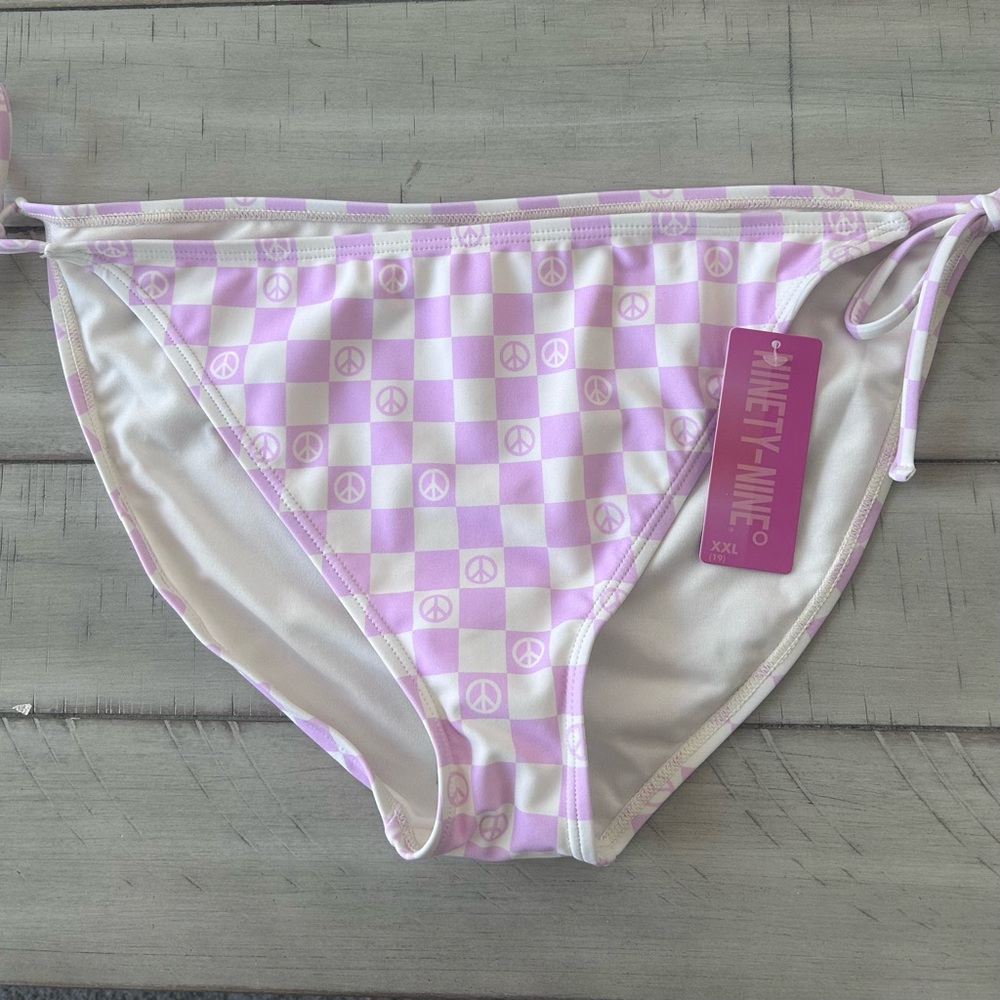 Ninety Pink and White Bikini Bottom size XXL